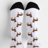 赤とタンロットワイラーかわいい漫画の犬のパターン ソックス (上部)