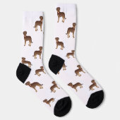 赤とタンロットワイラーかわいい漫画の犬のパターン ソックス (右)