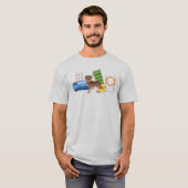 赤とタン色のロットワイラーとアジリティ用品 Tシャツ (正面フル)