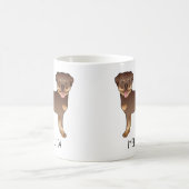 赤とタン色のロットワイラー かわいいキャラクター 犬の名前入り コーヒーマグカップ (中央)