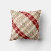赤とタン ベージュのチェック柄 タータン 対角 クッション (裏面)