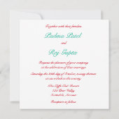 赤とターコイズのヴィンテージフレーム結婚式招待状 招待状 (裏面)