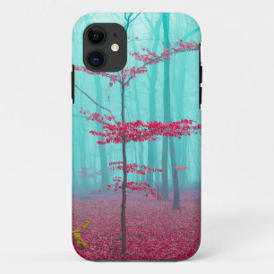 赤とターコイズの神秘的な森 iPhone 11 ケース