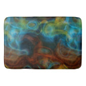 赤とターコイズブルーのスモークした大理石抽象芸術 バスマット (正面)