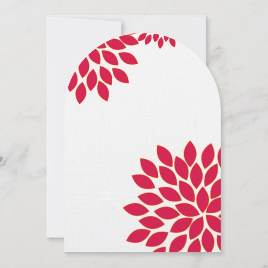 赤とターコイズモダンフローラ菊 招待状 (裏面)