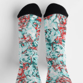 赤とターコイズ抽象芸術 ソックス (上部)