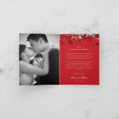 赤とターコイズ竹葉の中国の結婚 サンキューカード (内部)