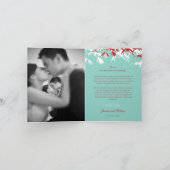 赤とターコイズ竹葉の中国の結婚 サンキューカード (内部)