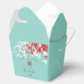 赤とターコイズ竹葉の中国の結婚 フェイバーボックス (オープン)