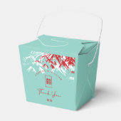 赤とターコイズ竹葉の中国の結婚 フェイバーボックス (正面サイド)