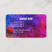 赤とチューリップ鮮やかなカラフル絵を描背景 名刺 (裏面)