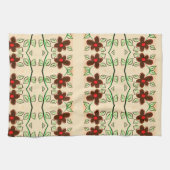 赤とチョコレートブラウンのティータオル キッチンタオル (横)