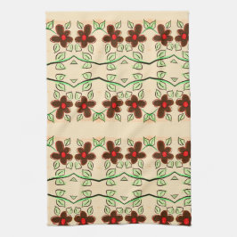 赤とチョコレートブラウンのティータオル キッチンタオル