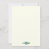 赤とティール（緑がかった色）のフローラ縁ど女生誕会 招待状 (裏面)