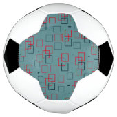 赤とティール（緑がかった色）の四角形の喜び サッカーボール (回転)