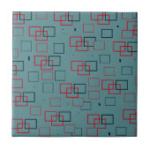 赤とティール（緑がかった色）の四角形の喜び タイル (正面)