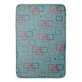 赤とティール（緑がかった色）の四角形の喜び バスマット (正面縦)