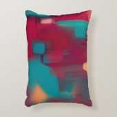 赤とティール(緑がかった色)の抽象芸術ブレンド アクセントクッション (正面(垂直))
