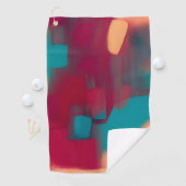 赤とティール（緑がかった色）の抽象芸術ブレンド ゴルフタオル (インサイチュ)