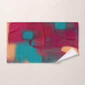 赤とティール(緑がかった色)の抽象芸術ブレンド バスタオルセット (ハンドタオル)