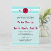 赤とティール(緑がかった色)の結婚式招待状 招待状 (スタンド正面)