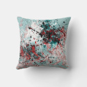 赤とティール(緑がかった色)(ばちゃばちゃ)跳ねる クッション (裏面)