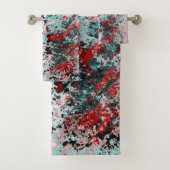 赤とティール（緑がかった色）（ばちゃばちゃ）跳ねる バスタオルセット (インサイチュ)