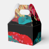 赤とティール(緑がかった色)アルコールインクバースデーパーティー フェイバーボックス (裏面サイド)