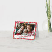 赤とティール(緑がかった色)ドッグボーンズ模様クリスマスペットの写真 シーズンカード (正面)