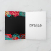 赤とティール（緑がかった色）ブルーアルコールインク誕生日 カード (内部)