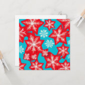 赤とティール（緑がかった色）雪 カード (正面/裏面インサイチュ)