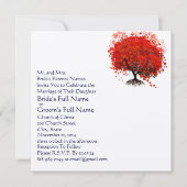 赤とネイビーのハートリーフツリー結婚式招待状 招待状 (正面)