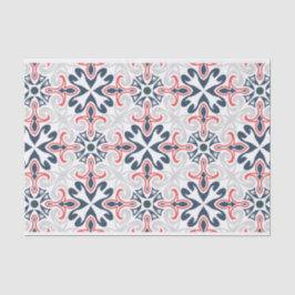 赤とネイビーの青の幾何学的パターンの切り離し 薄葉紙