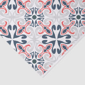 赤とネイビーの青の幾何学的パターンの切り離し 薄葉紙 (詳細)