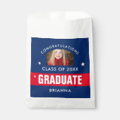 赤とネイビーブルーの卒業写真カスタム フェイバーバッグ (正面)