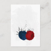 赤とネイビーブルーの花と銀の葉の植物婚礼 エンクロージャーカード (裏面)