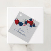 赤とネイビーブルーの花グレーメッセージカード フェイバータグ (インサイチュ)