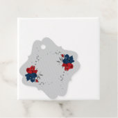 赤とネイビーブルーの花グレーメッセージカード フェイバータグ (インサイチュ)