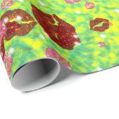 赤とバラのキス（緑） ラッピングペーパー (ロールコーナー)