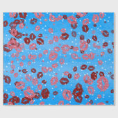 赤とバラのキス（青） 2 ラッピングペーパー (フラット)