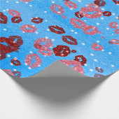 赤とバラのキス（青） 2 ラッピングペーパー (角)