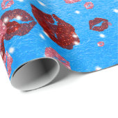 赤とバラのキス（青） 2 ラッピングペーパー (ロールコーナー)