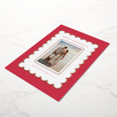 赤とバラ金箔ホタテ貝クリスマスカード 箔シーズンカード (回転した状態)