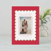 赤とバラ金箔ホタテ貝クリスマスカード 箔シーズンカード (立ち正面)