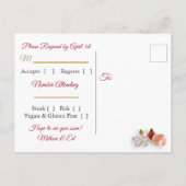 赤とバーガンディのフローラバラRSVPポストカード インビテーションポストカード (裏面)