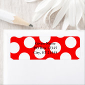 赤とビッグホワイト水玉模様 ラベル (インサイチュ)