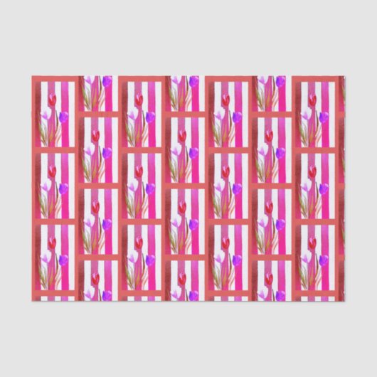 赤とピンクと紫のチューリップの薄葉紙 薄葉紙 (正面)
