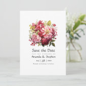 赤とピンクと緑の花柄ウェディング セーブザデート (スタンド正面)