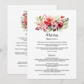 赤とピンクと緑の華やかな結婚式 メニュー (正面/裏面)