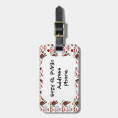 赤とピンクのくつろぎのかわいい猿のコラージュパターン ラゲッジタグ (正面縦)